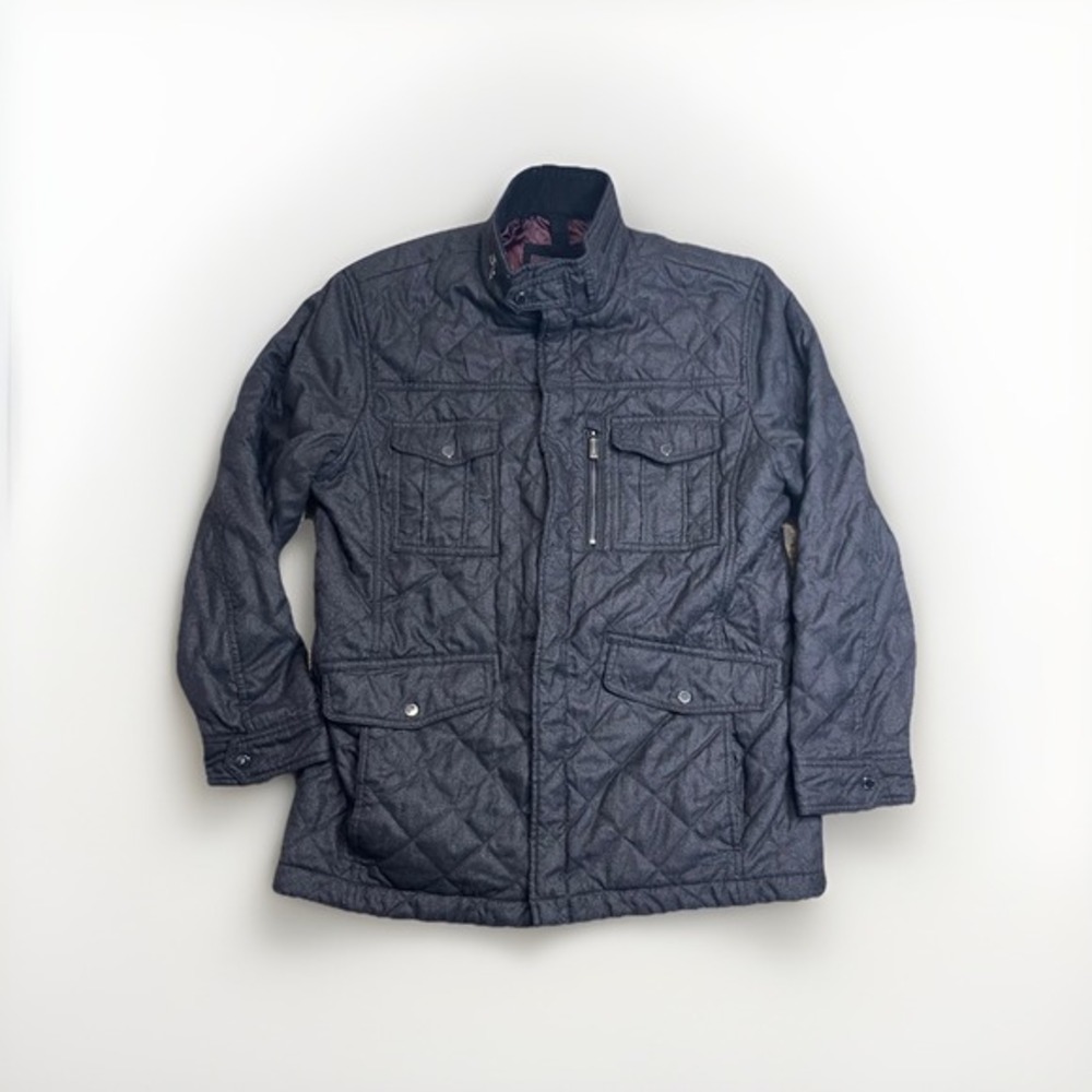 Johnston Murphy Mens Black Cotton Zip Military Style Jacket Sz L